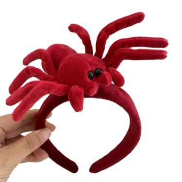 Imagem de TONGMAN Tiara de aranha de pelúcia preta para mulheres, acessórios de festa de cosplay de Halloween, para mulheres e adultos, acessório elástico para cosplay e baile de máscaras (vinho vermelho)