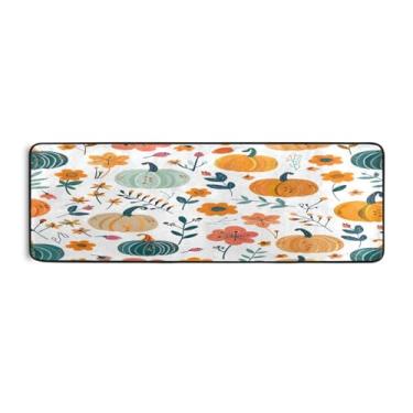 Imagem de Qilmy Tapete de corrida de abóbora colorido de Ação de Graças, 183 x 61 cm, antiderrapante, antifadiga, confortável, tapetes longos, para quarto, sala de estar, banheiro, corredores, entrywa478