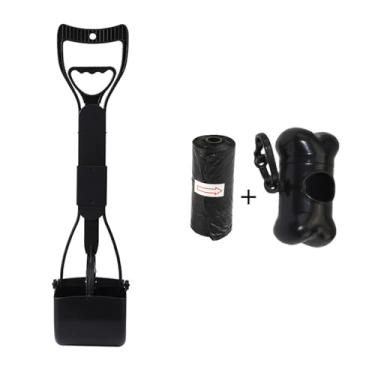 Imagem de Scooper Pooper Plegável com Cabo Longo de 18 Sacola Lixo e Caixa Armazenamento em Forma Osso para Cães Gatos Operação Fá