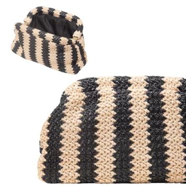 Imagem de Bolsa Clutch Feminina de Crochê Artesanal | Listras Preto e Bege | Bolsa de Mão para Festa, Casamento, Formatura, Praia | Estilo Boho Chic | 25x15x8cm