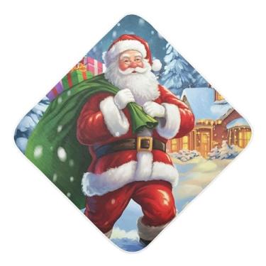 Imagem de Burbuja Toalha de banho para bebê Papai Noel - Toalha com capuz de musselina macia e absorvente para recém-nascidos, 76 x 76 cm