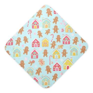 Imagem de Burbuja Gingerbread Toalha de banho masculina para bebês - Toalha com capuz de musselina macia e absorvente para recém-nascidos e bebês, 76 x 76 cm