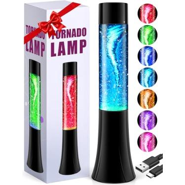Imagem de SENCU Lâmpada de tornado com glitter para crianças, lindos presentes de aniversário e Natal para crianças, adolescentes, decoração de quarto, decoração de quarto, luz noturna, lâmpadas de movimento