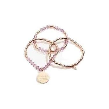 Imagem de Alex and Ani AS20STGIL03SR, Gilmore Girls, conjunto de 3 elásticos, ouro rosa brilhante, roxo, pulseira, One Size, Latão, Cristal