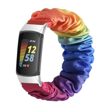 Imagem de Freaura Pulseira elástica de substituição aplicada para Fitbit Charge 6, pulseira de tecido floral macio para pulseira Charge 5 (nº 13)