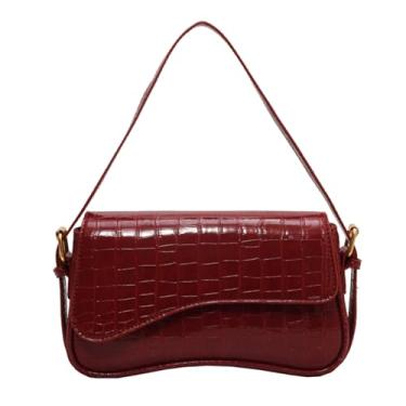 Imagem de 2025 Bolsa de ombro feminina de couro PU bolsa de ombro bolsa transversal para mulheres moderna com 2 alças removíveis, Crocodilo vermelho