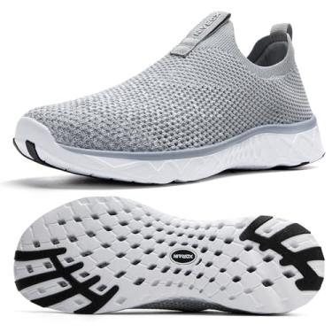 Imagem de KOLILI Tênis aquático feminino, elegante, leve, de secagem rápida, aquático, caminhada, descalço para praia, esportes aquáticos, viagens, Cinza claro, 36