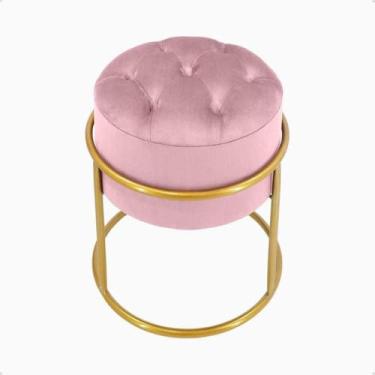 Imagem de Puff Decorativo Argola em Ferro com Veludo – Banqueta para Quarto Sala e Penteadeira Moderna (Rose-bb,Rose)