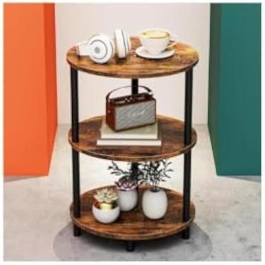 Imagem de Mesa redonda pequena com pes de metal e superficie lisa, resistente, charmosa - Cores sortidas