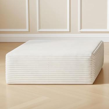 Imagem de Pufe de veludo cotelê de pelúcia de 95 cm, pufe de nuvem estofada para sofá desossado em uma caixa, sofás seccionais modulares para sala de estar, espuma viscoelástica compactada, sem necessidade de