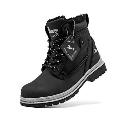 Imagem de VITUOFLY Botas de caminhada para meninos e crianças sapatos de caminhada para meninas ao ar livre quentes botas de neve para aventuras sapatos de caminhada antiderrapante tênis de fivela de aço durável e confortável, Black-8116, 1.5 Little Kid