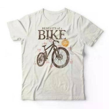 Imagem de Camiseta Studio Geek Benefits Of A Bike Casual Off White Masculino-Masculino