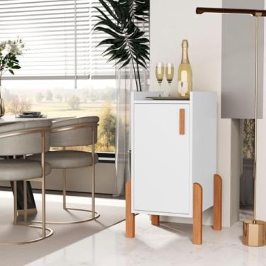 Imagem de Armário Multiuso Balcão Buffet Posseidon – Suporte Bebedouro e Cafeteira – Móvel Auxiliar Cozinha Elegante – Design Moderno (Branco)