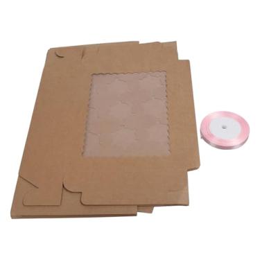 Imagem de SIWOTED 6 PCS Set Cupcake Container 12 Buracos Cardbord Padaria Pastelaria Caixa com Janela Transparente (Papel kraft)