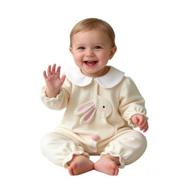 Imagem de AGQT Fantasia de coelhinho de animal para bebês meninos e meninas, macacão de uma peça, orelha de coelho, fantasia de animal de Halloween, damasco, tamanho 12-18 meses