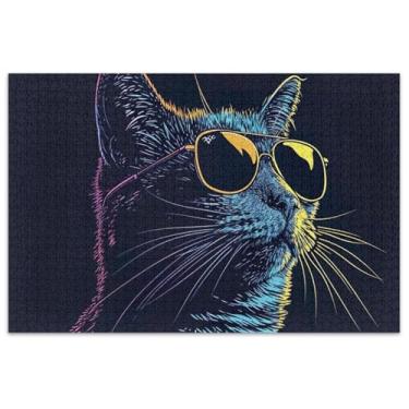 Imagem de Quebra-cabeças engraçados felinos fofos para adultos, 1000 peças, pintura de arte floral, paisagem, amigos, família, jogos, presentes