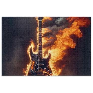 Imagem de Guitar on Fire Instrumento Musical 500 Peças Quebra-cabeças para Adultos Presentes para Elefante Branco Jogo Paisagem Puzzles Pintura de Arte Floral