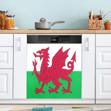 Imagem de Capas magnéticas da bandeira do País de Gales para máquinas de lavar louça, à prova d'água, adesivos magnéticos de geladeira capas de eletrodomésticos 58,4 cm x 66 cm