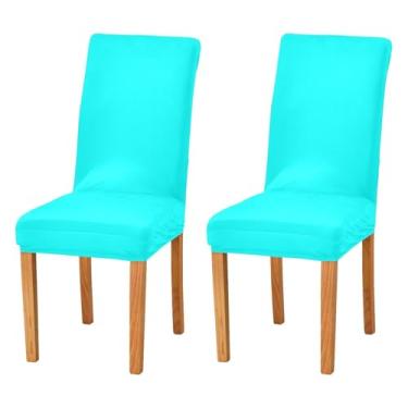 Imagem de Joisal Cyan Aqua Capas de cadeira laváveis para cadeiras de jantar, conjunto de 2 cadeiras de jantar cobertas