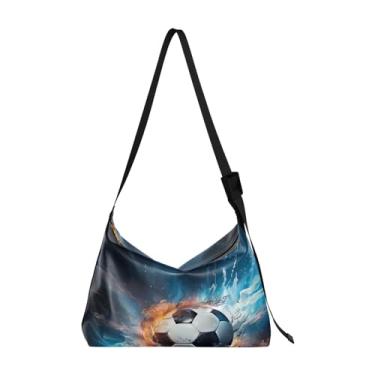 Imagem de Bolsa transversal de couro grande, papagaios em folhas de palmeira e flores, bolsa tiracolo feminina, Bola de futebol flutuante e coberta de água 2, One Size