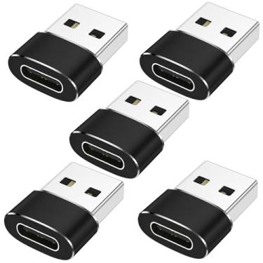 Imagem de Pacote com 5 adaptadores USB para USB C, fêmea para USB A, macho OTG, carregador conversor tipo C para iPhone 17 Pro Max, 16 15, Apple Watch iWatch S11 S10 SE, AirPods 3, iPad mini Air, Samsung Galaxy