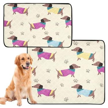 Imagem de Almofadas de xixi laváveis para animais de estimação, dachshund, colorido, bege, gato, reutilizável, impermeável, cercadinho para cães, absorvente de cães, treinamento de penico, pequeno x pacote com