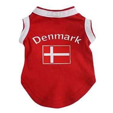 Imagem de Petitebella Camisa de cachorro Dinamarca e bandeira (vermelha, grande)