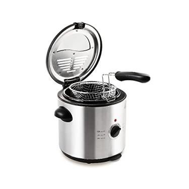 Imagem de fritadeira mini elétrica pequena máquina de batatas fritas redonda para casa, fritadeira de asas de frango, 1,5 L