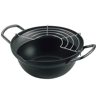 Imagem de Fritadeira pequena, com escorredor de óleo, para batatas fritas, peixe e frango, fácil de limpar, preto
