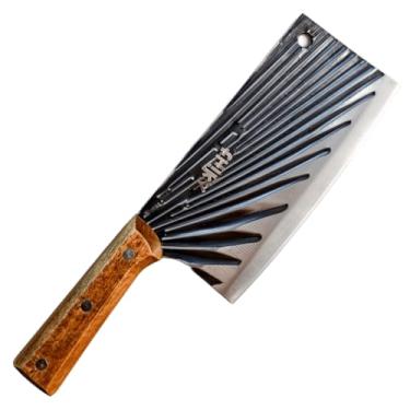 Imagem de Cutelo Aço Inox Com Cabo De Madeira Resistente Para Cortes Pesados para Churrasco, Carnes, Ossos e Alimentos Congelados – Cutelo de Cozinha Premium para Uso Doméstico e açougue