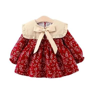 Imagem de Vestido de princesa estampado de manga comprida infantil, roupas para 