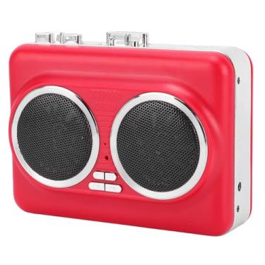 Imagem de Cryfokt Conversor de Cassete para Digital, Reprodutor de Cassetes Portátil, Gravador de Fita de áudio MP3 USB e Reprodutor Com Fones de Ouvido, Entrada AUX de 3,5 Mm, para USB, Tamanho (Vermelha)
