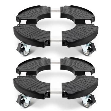 Imagem de W B D WEIBIDA Pacote com 2 Caddies para plantas com rodas para serviço pesado capacidade de 200 kg, suporte de planta rolante para vasos grandes internos e externos, carrinho redondo de jardim com