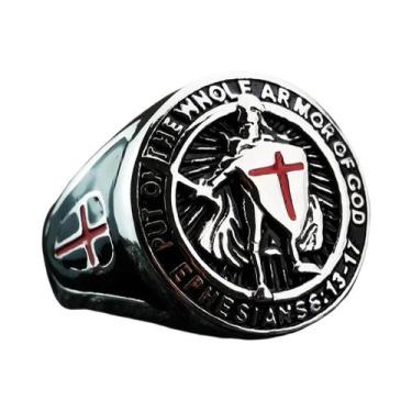 Imagem de Anel Masculino De Aço Titânio Banhado a Ouro Com Design Retrô De Escud