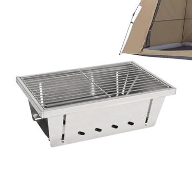 Imagem de Grelhador Portátil,Equipamento de Cozinha em Aço Inoxidável com Resistência ao Calor,Grelha de Churrasco a Carvão | Para Pesca Caminhadas Jardim Quintal Pátio Viagens Piqueniques Festas E Fogueiras