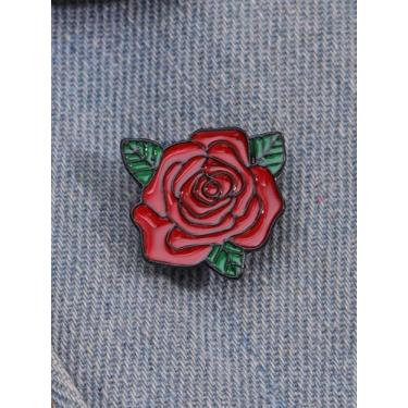 Imagem de Alfinetes de rosa vermelha design moderno broches de metal camisa jaqueta lapela distintivo pinos joias românticas acessórios aniversário elegante dia das mães presente para homens mulheres amante mãe