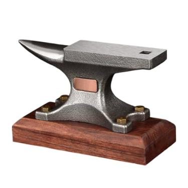 Imagem de Bigorna de ferreiro, bigornas de banco pequenas de aço para ferreiro com base de madeira, ferramentas de forjamento, aço de alto carbono, 12,8 x 5,4 x 8 cm, ferramenta de modelagem de metal para