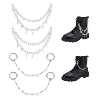 Imagem de UNICRAFTALE 4 peças, 2 estilos, pingentes de sapatos, corrente de botas de metal com pingentes, decorações de sapatos removíveis, acessórios para mulheres, tênis, jeans, bolsas, Alumínio, Sem Pedra