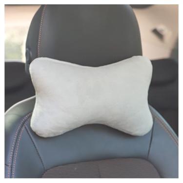 Imagem de SPXMQSS Travesseiro de pescoço para viagem almofada de apoio de pescoço macia travesseiro de encosto de cabeça de carro travesseiro cervical apoio de cabeça de carro almofadas grossas branco 1 peça