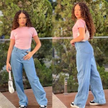 Imagem de Calça Jeans Wide Leg Clara Ajustavel Premium 8 ao 16 anos Juvenil - Pl