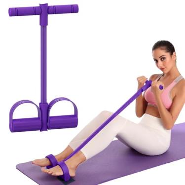 Imagem de 21 faixas de resistência fitness - extrator de tornozelo de pedal de 6 tubos, faixa de resistência do pedal do pé, equipamento de exercício para treinamento de braço e perna, roxo