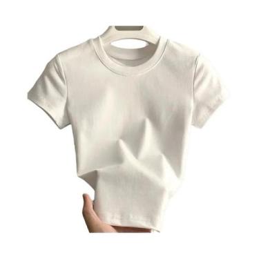Imagem de Camiseta Feminina Slim Fit De Manga Curta Primavera Verão Top Casual B