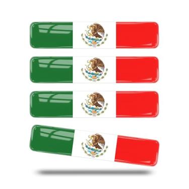 Imagem de Xalvoria Pacote com 4 adesivos de carro epóxi 3D com bandeira do México – Decalques refletivos à prova d'água para carros, caminhões, motocicletas, capacetes, laptops e muito mais, acessórios