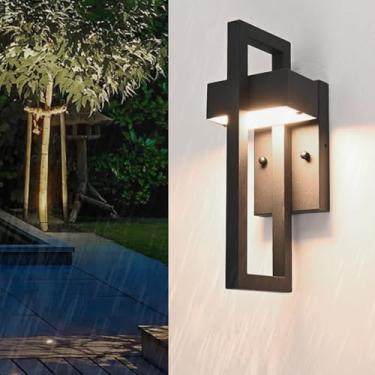 Imagem de Lâmpadas de Parede LED Externas IP65 Impermeável Metal Aço Inoxidável Iluminação de Parede Minimalista Preta Arandela Interna / Exterior para Jardim Terraço Escada Corredor (Luz Neutra Preta, 35 cm)