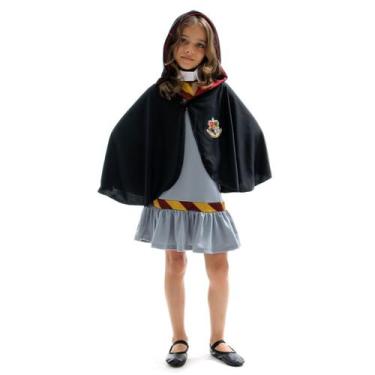 Imagem de Fantasia Vestido com Capa Feiticeira Infantil Escola de Magia - Hallow