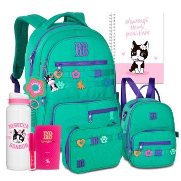Imagem de Kit Mochila Costas Feminina Rebecca Bonbon Estojo Lancheira, Rb26231 v