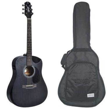 Imagem de Violão Eletroacústico Seizi Neo Akira Aço Mirai Half Cutaway Open Pore Black Satin com Bag