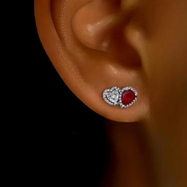 Imagem de 1 par de brincos de gota de água envolventes em formato de coração elegante para mulheres, joias modernas, brincos femininos encantadores, presentes de Natal finos, vintage silver, Cobre, Sem pedra