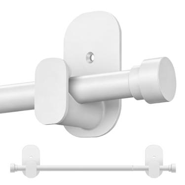 Imagem de TONIAL Varão de cortina de 2,6 a 1,1 m, hastes de cortina sem perfuração de 5/8 polegadas para janelas com suportes adesivos, haste de cortina pequena ajustável com acabamento de cilindro duplo