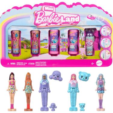 Imagem de Bonecas Barbie Mini Barbie Land, pacote com 5, Pop Reveal, 1,5 polegadas
